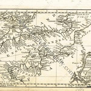 1759 - A Correct Chart of the English Channel &c. shewing the Coast of England & from Harwich in Essex to St Davids in Wales: and from Helvoetsluys in Holland to Port Louis in France. - Antique Map Free Shipping Fast Delivery