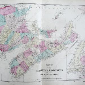 1879 - Map of the Maritime Provinces of the Dominion of Canada - Antique Map Free Shipping Recommend