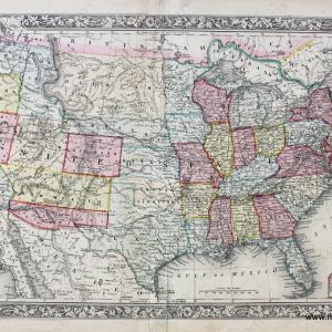 1861 - Map of the United States and Territories. Together with Canada, etc. - Antique Map Cheap Official