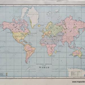 1892 - Prevailing Religions of the World; verso: Map of the City of Ancient Rome during its Greatness, Map of Palestine in the Time of Christ - Antique Chart Sale Cost