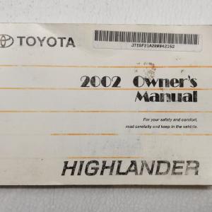 2002 Toyota Highlander Owners Manual Book Guide OEM Used Auto Parts Where To Buy Cheap Real