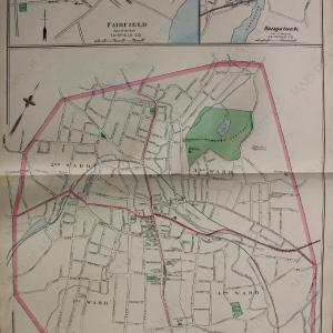 1893 - City of Danbury, Fairfield, Saugatuck, verso Westport, Sandy Hook & Rocky Glen, and Ridgefield, Newtown and Darien *****SOLD***** - Antique Map Best Pices