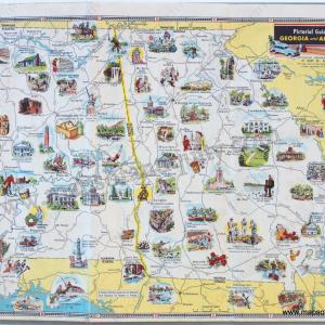 1949 - Georgia Alabama Road Map with Pictorial Guide to Georgia and Alabama - Antique Pictorial Map Cheap Sale Online