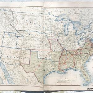 1895 - Plate 167. The United States of America showing the Boundaries of the Union and Confederate Geographical Divisions and Departments, June 30, 1863. - Antique Print Sale Recommend