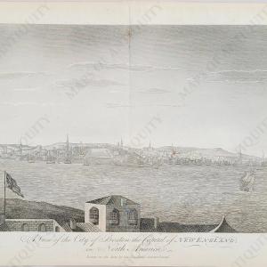 1856 - A View of the City of Boston, the Capital of New England in North America, Drawn by His Excellency Governor Pownal, 1757. - Antique Print Cheap High Quality