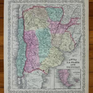 1856 - Chili, La Plata, and Uruguay - Antique Map Extremely Cheap Pice