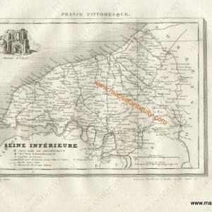 1835 - France, Seine Inferieure, including the cities of le Havre, Dieppe, and Rouen - Antique Map 100% Guaranteed
