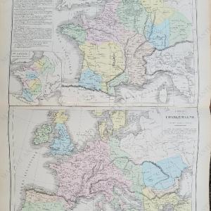 1875 - Merovingian France, Empire of Charlemagne - France Merovingienne, Empire de Charlemagne - Antique Map With Paypal Low Pice