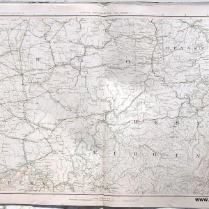 1894 - Plate 140. General Topographical Map. Sheet V. Sections of Ohio, Pennsylvania, Kentucky, West Virginia and small sections of Virginia and Maryland. - Antique Print Clearance Reliable