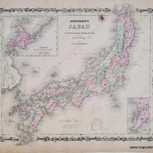 1860 - Johnson's Japan Nippon, Kiusiu, Sikok, Yesso and the Japanese Kuriles - Antique Map Order Cheap Online