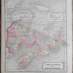 1857 - Nova Scotia and New Brunswick - Antique Map Cheapest