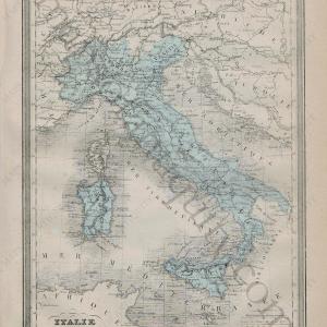 1877 - Italie - Antique Map Free Shipping Top Quality