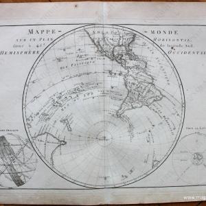 1787 - Mappe-Monde sur un Plan Horisontal, situe a 45d. de latitude Sud, Hemisphere Occidental. - Antique Map High Quality For Sale