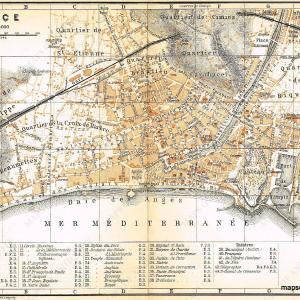 1886 - Nice, France - Antique Map Free Shipping Big Discount