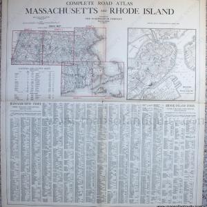 1905 - Untitled- Index to the Complete Road Atlas Massachusetts and Rhode Island - Antique Map Wiki Sale Online