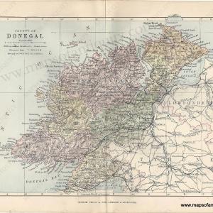 1884 - County of Donegal (Ireland)- Antique Map Collections Cheap Online