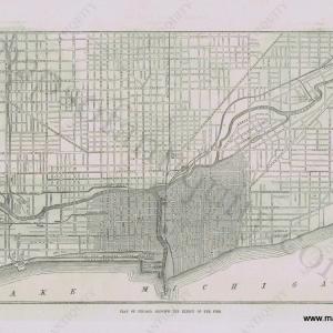 1871 - Plan of Chicago, Showing the Extent of the Fire, Verso: The Great Fire at Chicago *****SOLD***** - Antique Map Buy Sale Online