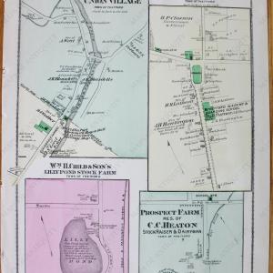 1877 - Union Village, Thetford, Wm. H.Child & Son's Lilly Pond Stock Farm, Prospect Farm Res. of C.C. Heaton Stock Raiser and Dairyman (VT) - Antique Map Lowest Pice