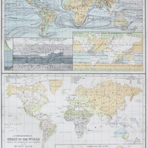 1879 - Chart of the World Exhibiting its Chief Physical Features and Ethnographical Chart of the World - Antique Map Buy Cheap 2025