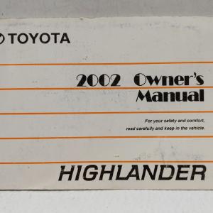 2002 Toyota Highlander Owners Manual Book Guide OEM Used Auto Parts Buy Cheap Cheapest Pice