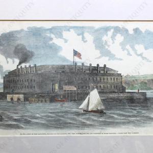 1865 - View of Fort Lafayette, Situated on The Narrows, New York Harbor, used for the Detention of State Prisoners.---Taken from Fort Hamilton. - Antique Print Online Cheap Pice