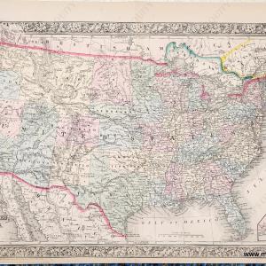 1864 - Map of the United States and Territories. Together with Canada, etc. - Antique Map Clearance Sast