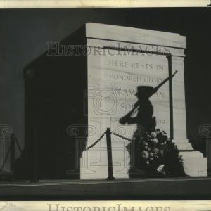 1941 Press Photo Sentry's shadow on Tomb of the Unknown Soldier at Arlington Pices For Sale
