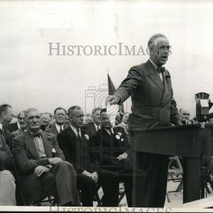 1941 Press Photo Merrill C. Meigs, OPM Aircraft Chief Speaks at Dedication Explore Online