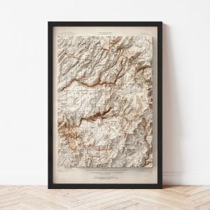 Yosemite National Park, CA Relief Map (1909 Reproduction) Best Sale For Sale