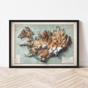 Iceland Relief Map (1928 Reproduction) Cheap Sale Store