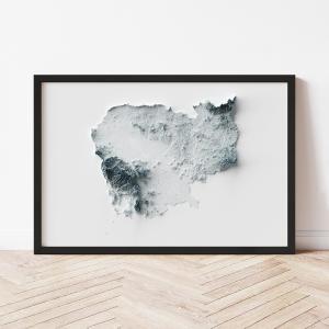 Cambodia Minimalist Relief Map Geniue Stockist For Sale