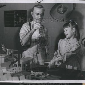 1948 Press Photo Girl and Toy Maker Low Pice Fee Shipping Sale Online