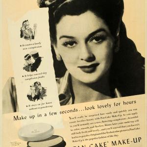 1943 Ad Max Factory Hollywood Pancake Makeup Roaslind Russell Cosmetics WWII LF4 Sale 2025 Unisex