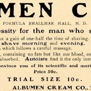 1906 Ad Albumen Facial Shaving Creams Shallmar Hall - ORIGINAL ADVERTISING WW3 Explore Cheap Pice