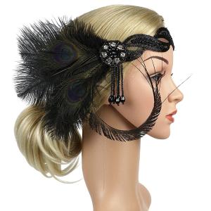 [US Warehouse] 1920s Feather Sequin Headband Cheap With Mastercard