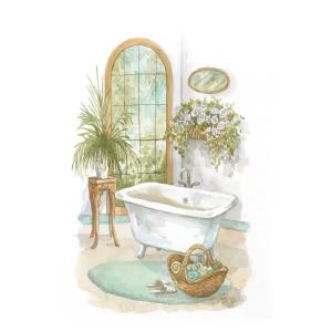 36" H x 24" W x 1" D Bath In Spa II by Jerianne Van Dijk - Painting on Canvas Outlet Free Shipping Authentic