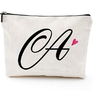 A Initial Monogram Personalized Travel Makeup Bag,Cosmetic Bag Pencil Pouch Gifts with Zipper Waterproof(Makeup bag-Letter A) Cheap Sale Finishline