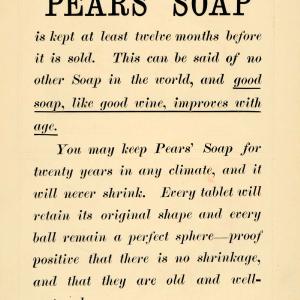 1895 Ad Pears Soap Kept 12 Months Before Sold Aged Wine - ORIGINAL MUN1 Wiki For Sale