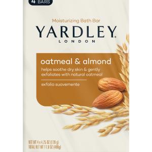 Yardley London Moisturizing Bath Bar, Oatmeal & Almond, Value Pack 4 x 4.25 oz Soap Bars Outlet Shop