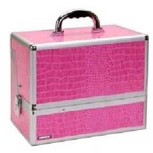 Beauty Case W Dividers (Pink Alligator) Free Shipping 100% Guaranteed