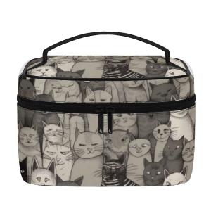 Cat Print  All-Over Print Leather Cosmetic Bag Cheap Sale 100% Original
