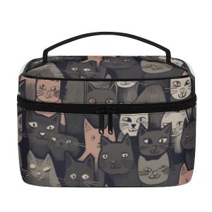 Cat Print  All-Over Print Leather Cosmetic Bag Clearance Find Great