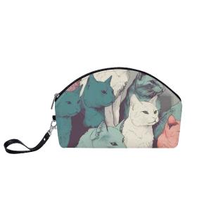 Cat Print  Curved Cosmetic Bag Inexpensive Sale Online