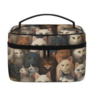 Cat Print  All-Over Print Leather Cosmetic Bag Extremely Cheap Online