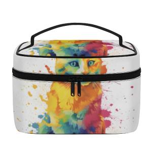Cat Print  All-Over Print Leather Cosmetic Bag Buy Cheap Choice