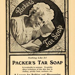 1902 Ad Packer's Tar Soap Bathing Shampooing Pines NY - ORIGINAL ADVERTISING GH2 Extremely For Sale