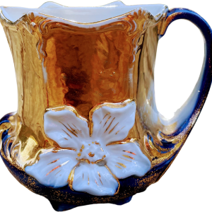 10s Antique German Shaving Scuttle Mug Gold Porcelain Discount Brand New Unisex