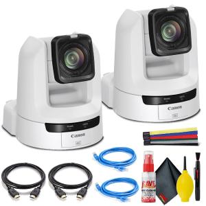 2 x Canon CR-N300 4K NDI PTZ Camera with 20x Zoom (Titanium White) Dual Bundle The Cheapest For Sale