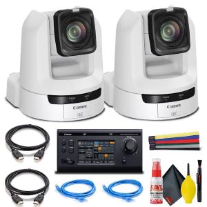 2 x Canon CR-N300 4K NDI PTZ Camera with 20x Zoom - Dual Bundle With Remote Online Online With Mastercard