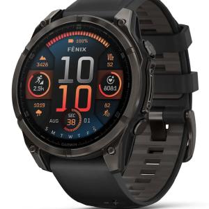 Garmin fnix 8, 47 mm, AMOLED, Sapphire, Carbon Gray DLC Titanium with Black/Pebble Gray Silicone Band Cheap